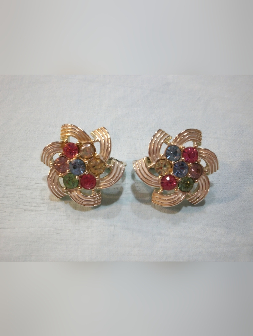 Sarah Coventry Stamped Rare Vintage 1961 Fruit Salad Clip-on Earrings